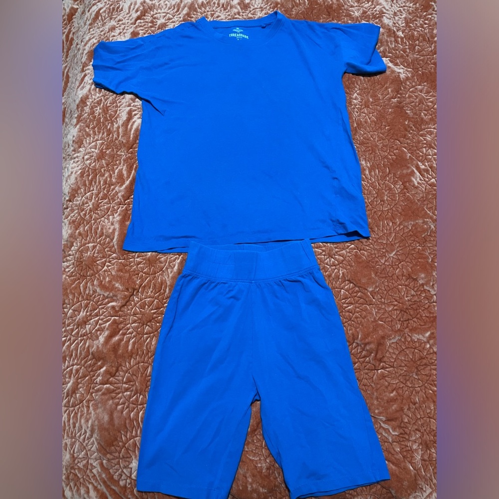 Threadbare Petite Chloe shorts and oversized T-shirt in cobalt blue